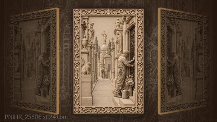 Recoleta cemetery narrow avenue mausoleums 3d STL model
