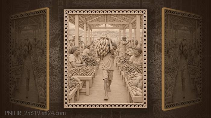 Boy carries bananas through honiara market 3d STL model