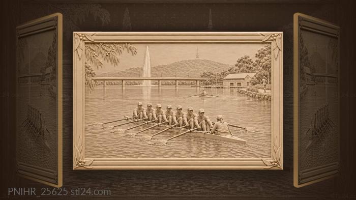 Rowers drive shell past the fountain 3d STL model
