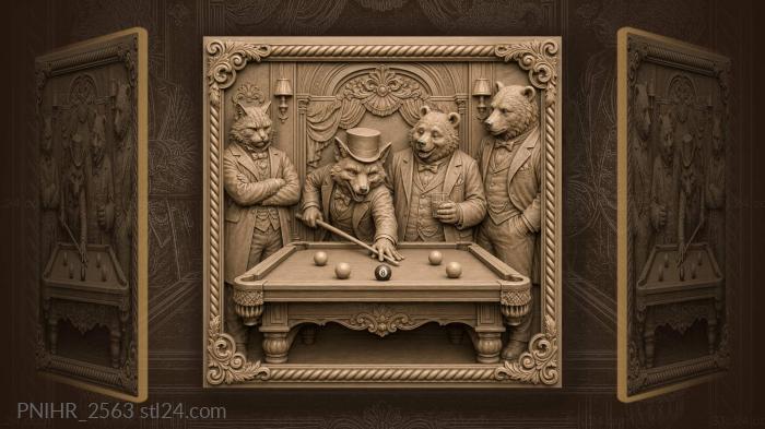 Fox in a top hat at billiards 3d STL model