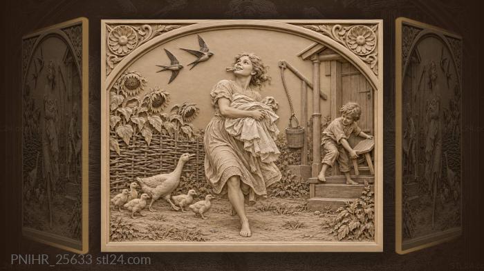Kuban yard swallows and summer rain 3d STL model