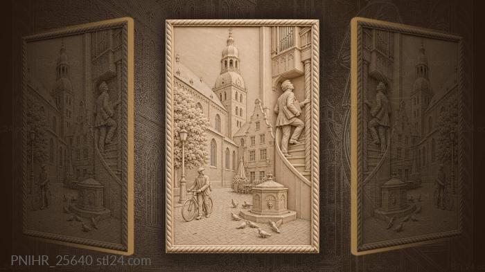 Riga cathedral square organist and cyclist 3d STL model