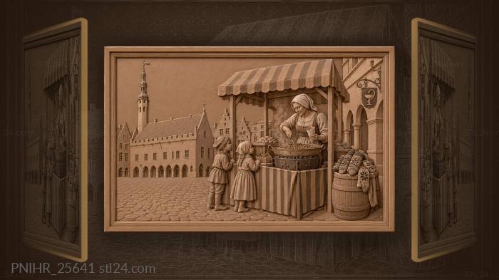 Tallinn market scene with town hall 3d STL model