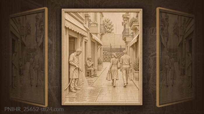 Shoppers carry bags toward the crossing 3d STL model