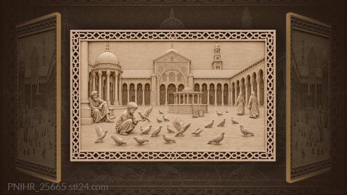 Pigeons land on a damascus boy 3d STL model