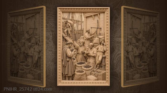Spice auction bustling harbor scene 3d STL model