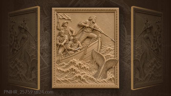 Captain lunges as whale dives away 3d STL model