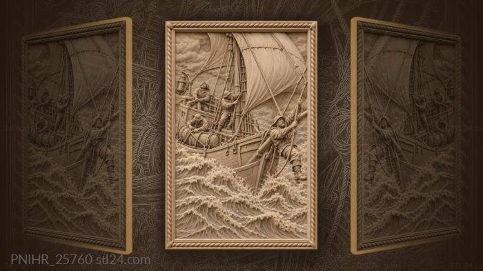 Sailor clinging to the bowsprit over foam 3d STL model