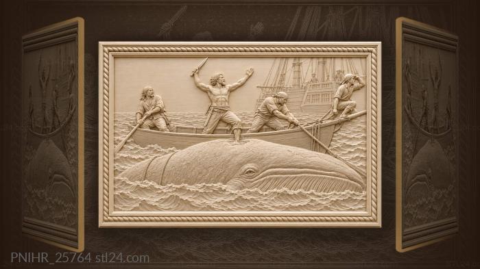 Whaleboat towing whale to mother ship 3d STL model