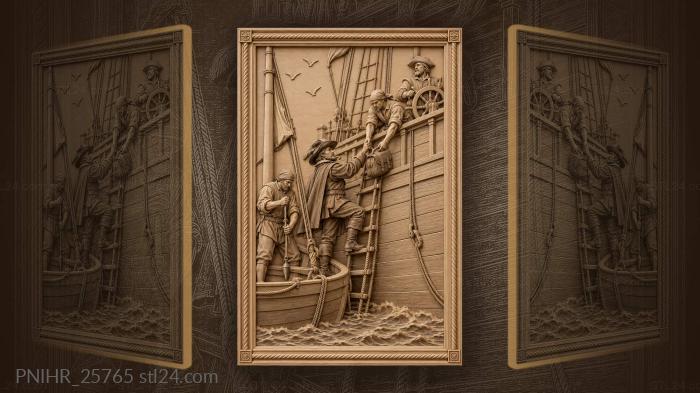 Pilot boarding a historic sailing ship 3d STL model