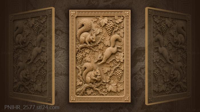 Squirrels among grapevines lush foliage 3d STL model
