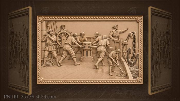 Weighing the anchor sailing ship crew 3d STL model