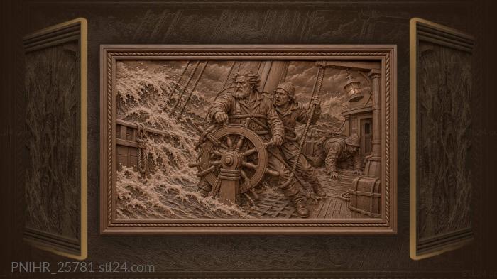 Stormy seas desperate sailor lifeline 3d STL model