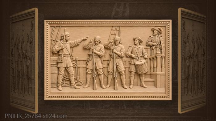 Caravel crew musket drill at sea 3d STL model