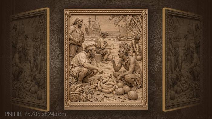 Tropical trade fresh fruit beach scene 3d STL model