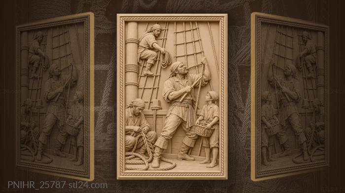 Sailing ship rigging inspection teamwork 3d STL model