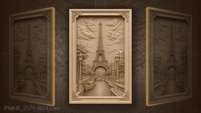 Paris eiffel tower cityscape view 3d STL model
