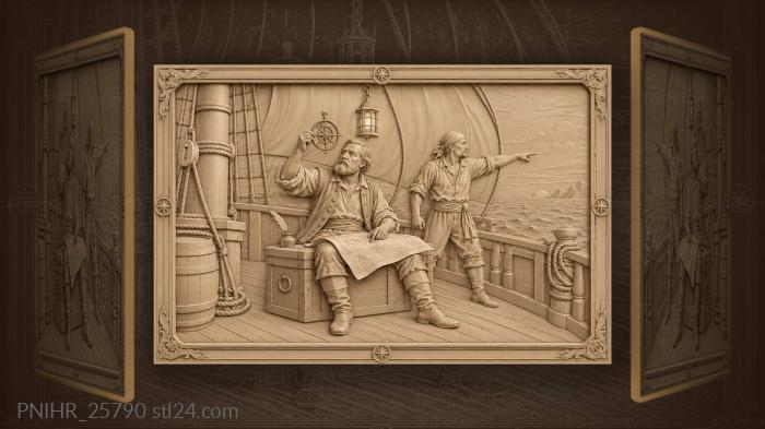 Navigator with astrolabe on galleon 3d STL model