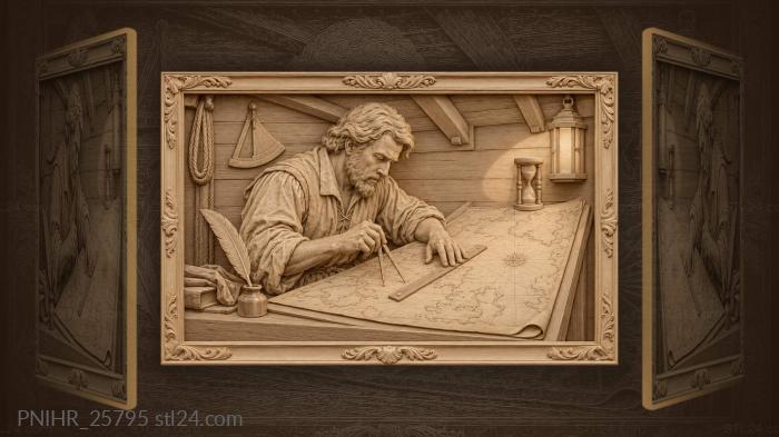 Cartographer’s study late night work 3d STL model