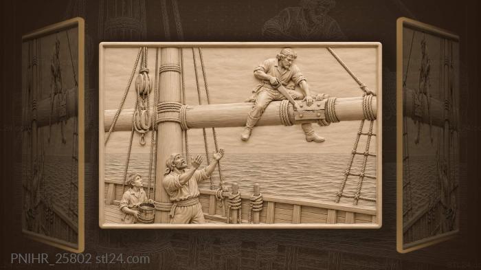 Carpenter saws lashing above becalmed galleon 3d STL model