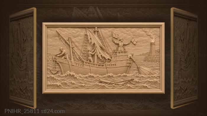 Battered ship reaching the harbour beacon 3d STL model