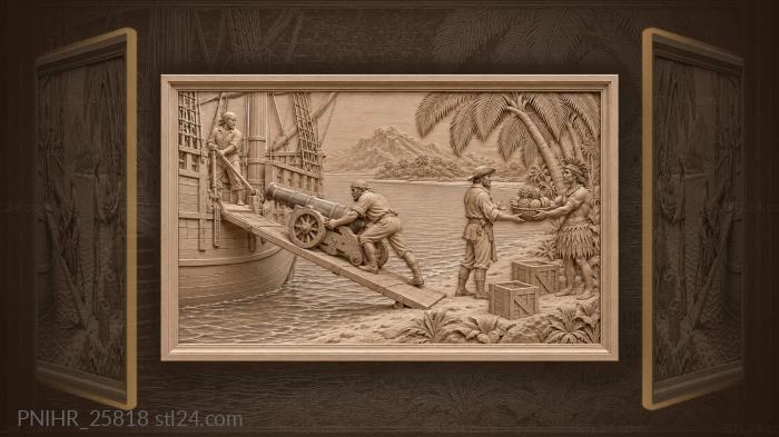 Tropical harbor ship loading cargo 3d STL model