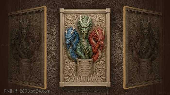 Dragons emerging from chimney stack 3d STL model