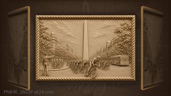 Cyclists race around buenos aires obelisk 3d STL model