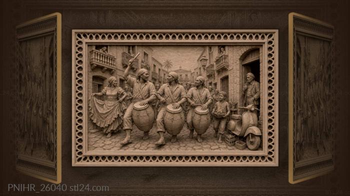 Drummers lead candombe through montevideo 3d STL model