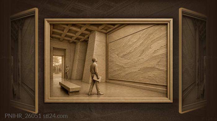 Gallery visitor before immense artwork 3d STL model