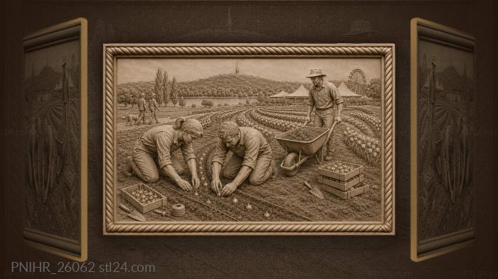 Tulip planting by the lake 3d STL model