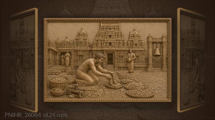 Temple courtyard flower offering ritual 3d STL model
