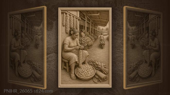 Samoan market flower garland weaving 3d STL model