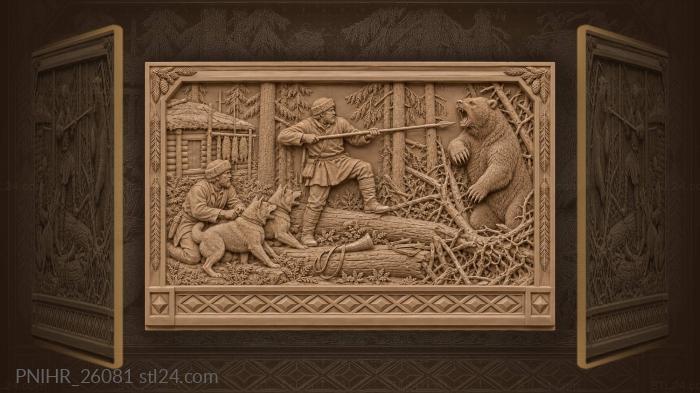Rearing bear charges spearman in karelia 3d STL model
