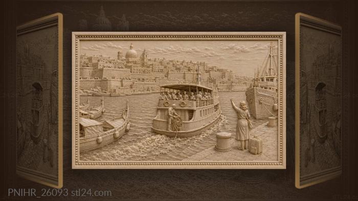 Valletta harbor ferry and city view 3d STL model
