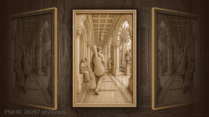 Carrying a cello case down a marble arcade 3d STL model