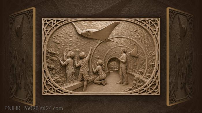 Underwater world with children and rays 3d STL model