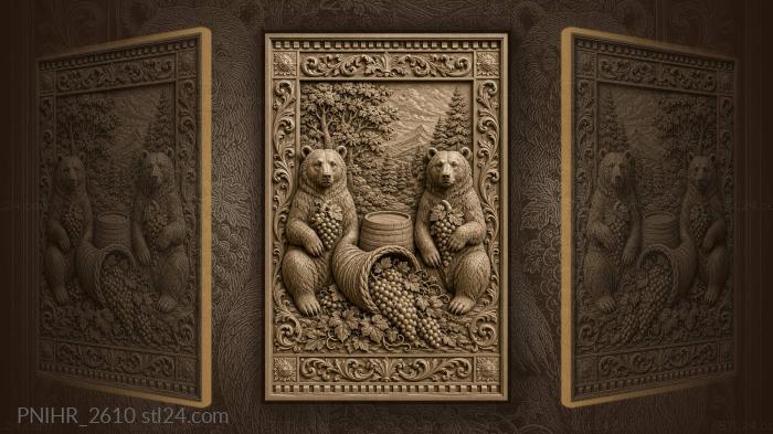 Bears with grapes abundant harvest 3d STL model