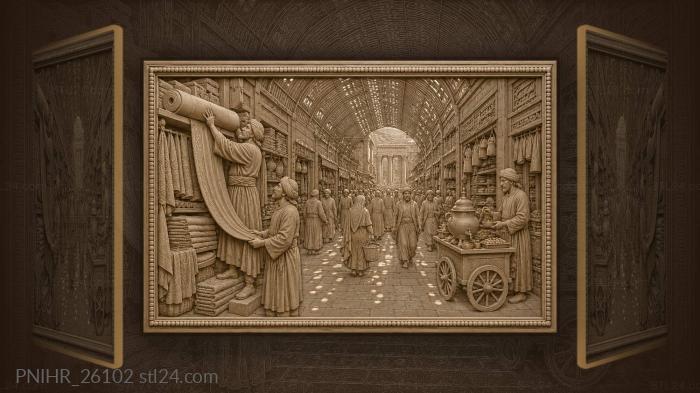 Cloth seller unrolls fabric in damascus 3d STL model