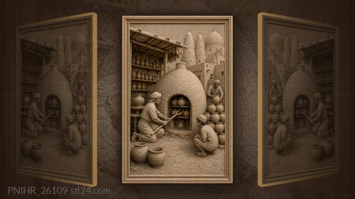 Pottery kiln with jars and child 3d STL model