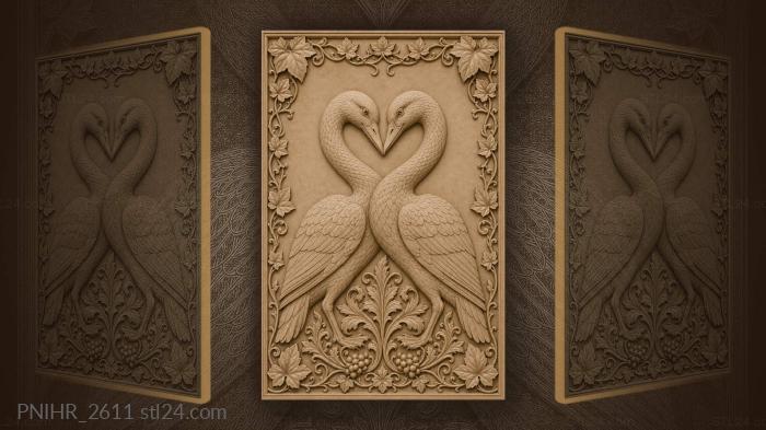 Loving birds entwined with ivy 3d STL model