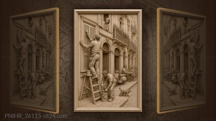 Beirut street painter and lively café 3d STL model