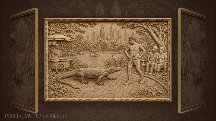 Bangkok park monitor and jogger 3d STL model