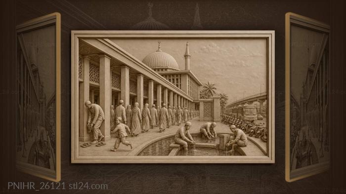 Jakarta mosque courtyard prayer time 3d STL model
