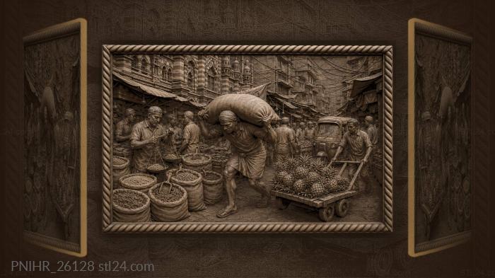 Colombo market porter with rice sack 3d STL model