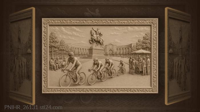 Tashkent square cyclists monument summer scene 3d STL model
