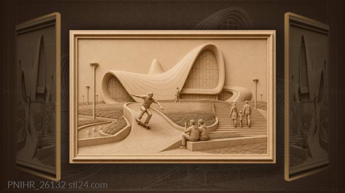 Baku heydar aliyev center skater scene 3d STL model
