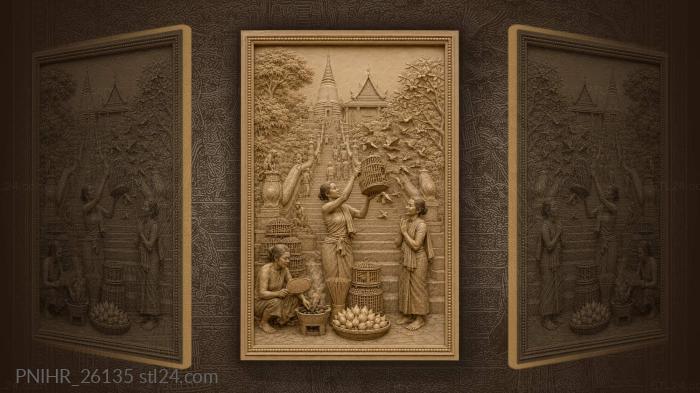 Phnom temple bird seller scene 3d STL model