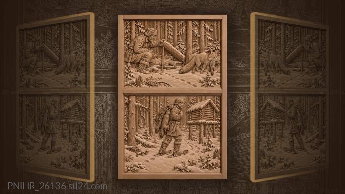 Fox carrying off the marten from the deadfall 3d STL model