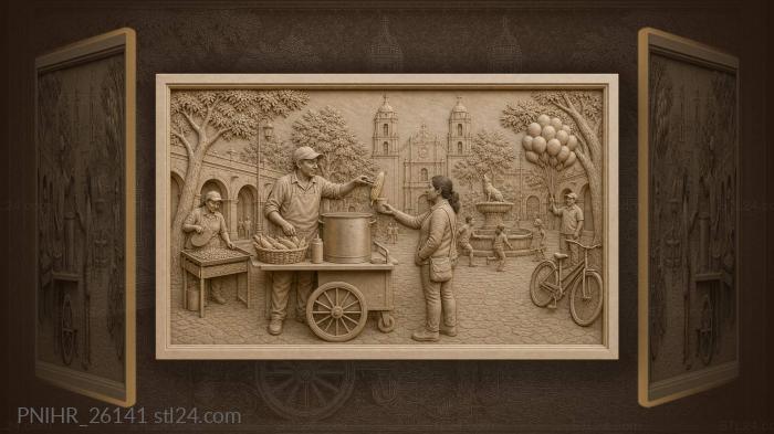 Mexico city plaza street food scene 3d STL model